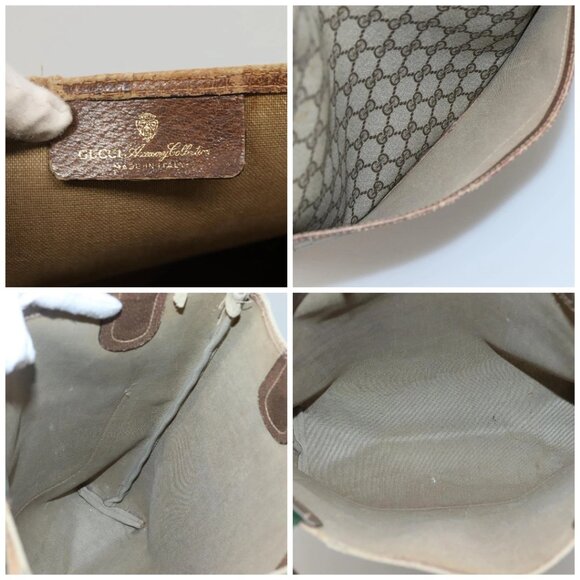 GUCCI GG Supreme Web Sherry Line Tote Bag PVC Beige Green Red Auth 117760 - Picture 15 of 16